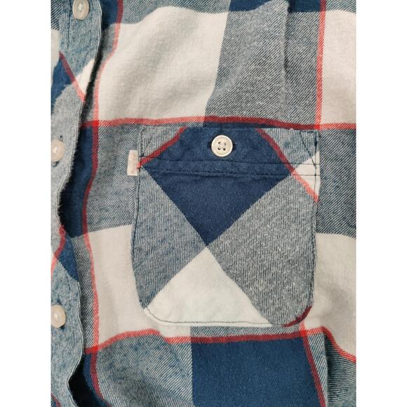 Levis Shirt Womens Size Small Blue White Red Plaid Button Up Long‎ Sleeve Chest - Picture 5 of 12